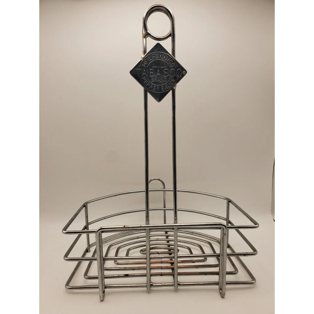 Vintage Tabasco Brand Chrome Wire Tabletop Condiment Caddy Sauce Organizer